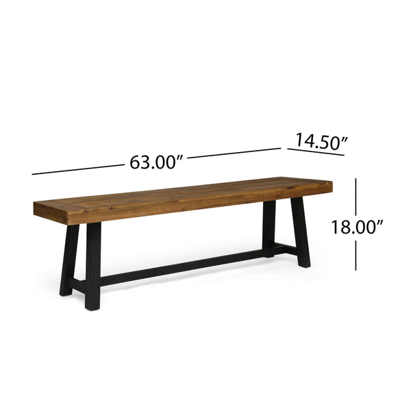 English Elm Acacia Slatted Outdoor Dining Bench Set of Two Solid Hardwood Patio Seating 63086.00MP1