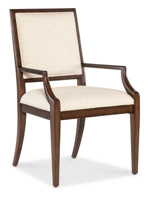 Hooker Furniture Archives Upholstered Arm Chair With Figured Walnut Finish, Curate Wheat Performance Fabric, Tailored Elegance 24.75 L x 23.50W x 38.75H 6123-75400-89