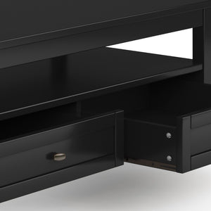 English Elm Warm Shaker Solid Wood Coffee Table - 48" Wide Transitional Design With Storage & Black Finish B136P159664-GIGA