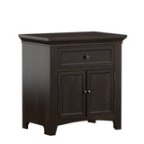 Homelegance By Top-Line Macie 1-Drawer Wood Cupboard Nightstand with Charging Station Black Wood