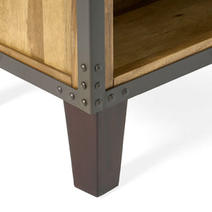 English Elm Christopher Knight Home® - BRIGHTON Acacia Wood Nightstand with Drawer & Open Shelf, Industrial Iron Frame, Natural Finish - Compact 20"x15" Accent Table for Bedroom Storage and Style 54716.00