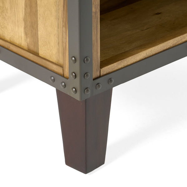 English Elm Christopher Knight Home® - BRIGHTON Acacia Wood Nightstand with Drawer & Open Shelf, Industrial Iron Frame, Natural Finish - Compact 20"x15" Accent Table for Bedroom Storage and Style 54716.00
