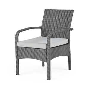 English Elm Christopher Knight Home® - CORDOBA PE Rattan 4-Pc Wicker Chat Set with Cushions, Iron Legs & Waterproof Fabric Comfort Grey 57458.00GRY