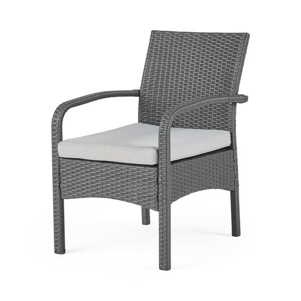 English Elm Christopher Knight Home® - CORDOBA PE Rattan 4-Pc Wicker Chat Set with Cushions, Iron Legs & Waterproof Fabric Comfort Grey 57458.00GRY