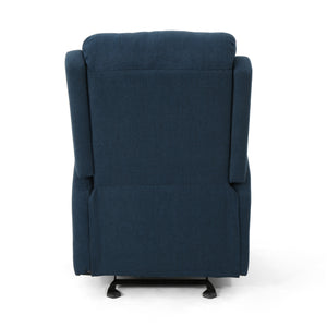 English Elm Christopher Knight Home® - 25" Plush Waterfall Backrest Manual Rocker Recliner with Curved Arms and Smooth Lever Recline Navy Blue 62805.00