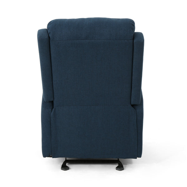 English Elm Christopher Knight Home® - 25" Plush Waterfall Backrest Manual Rocker Recliner with Curved Arms and Smooth Lever Recline Navy Blue 62805.00