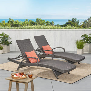English Elm Christopher Knight Home® - Salem Pe Wicker Chaise Lounge Set - Stylish Adjustable Outdoor Seating For Poolside Comfort & Relaxation 52005.00ARMGRYMP2