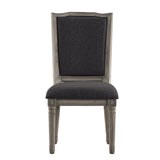 Homelegance By Top-Line Mayer Ornate Linen and Wood Dining Chairs (Set of 2) Dark Grey Rubberwood