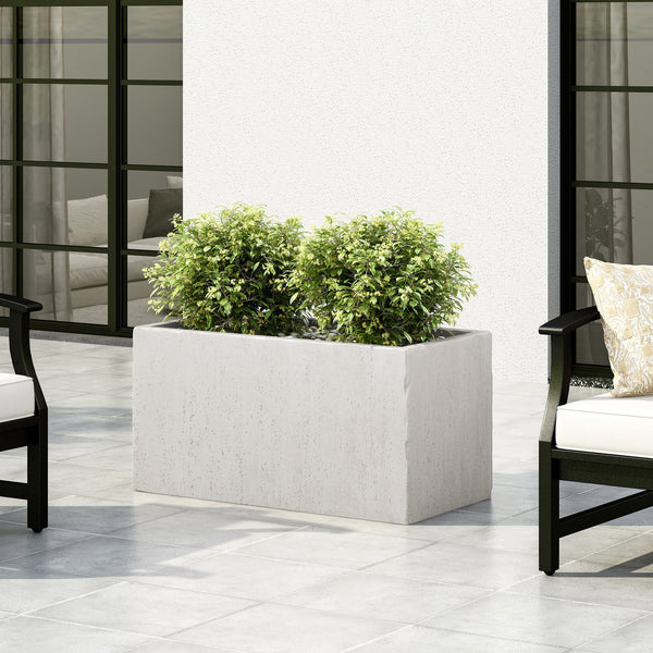 English Elm Ella Rectangular Mgo Planter Box Weathered Stone Finish Outdoor Patio Garden 70627.00WHI