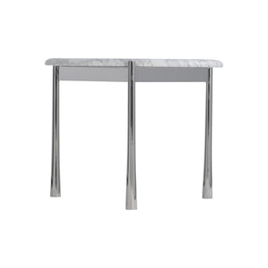 Bernhardt Bernhardt Arris Side Table With Honed Arabescato Marble Top & Polished Stainless Steel Base, Sculptural Accent 321012
