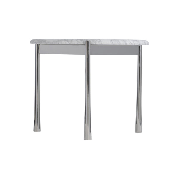 Bernhardt Bernhardt Arris Side Table With Honed Arabescato Marble Top & Polished Stainless Steel Base, Sculptural Accent 321012