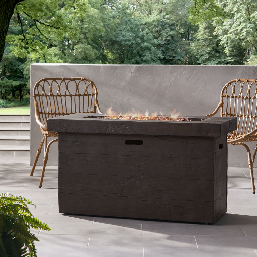 English Elm Custer Outdoor Rectangular Mgo Fire Pit 50000 Btu Patio Entertaining Table 61102.00BRN-50K