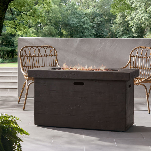 English Elm Custer Outdoor Rectangular Mgo Fire Pit 50000 Btu Patio Entertaining Table 61102.00BRN-50K