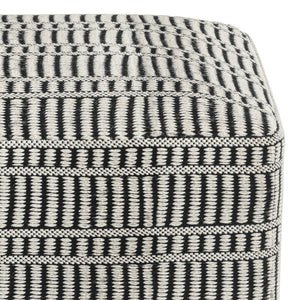 English Elm Safford Handwoven Outdoor/Indoor Square Pouf in Black & White – Recycled PET, Supportive Seat, UV Resistant B136P159026