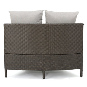 English Elm Christopher Knight Home® - PT LIMON SINGLE SOFA Curved Armless Outdoor/Indoor Faux Rattan Chairs with Water-Resistant Cushions and Heavy-Duty Iron Frame Brown 54786.00BRN