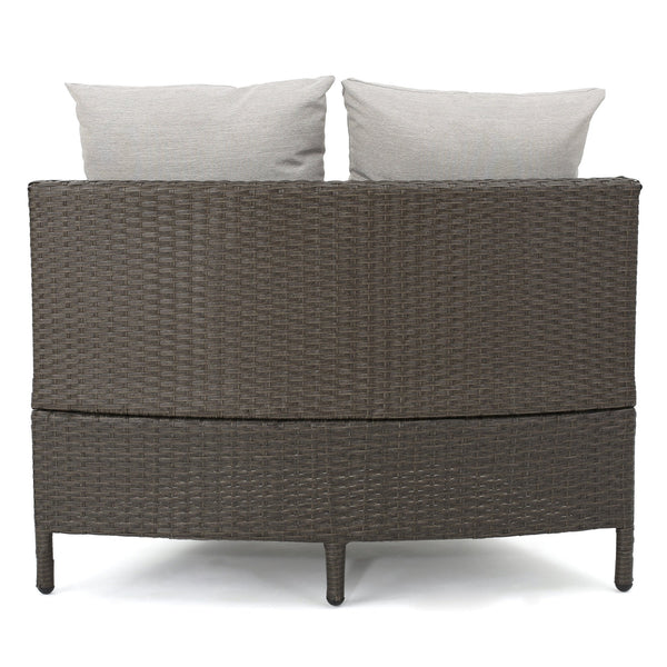 English Elm Christopher Knight Home® - PT LIMON SINGLE SOFA Curved Armless Outdoor/Indoor Faux Rattan Chairs with Water-Resistant Cushions and Heavy-Duty Iron Frame Brown 54786.00BRN