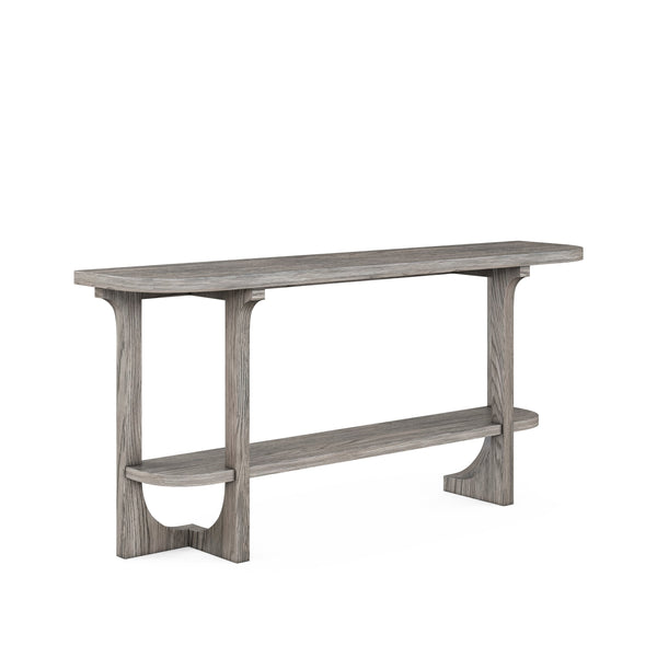 A.R.T. Furniture Vault Console Table - New Traditional Design In Mink Finish With Oak Veneers & Versatile Storage Shelf Gray Parawood Solids,White Oak Veneers 285314-2354