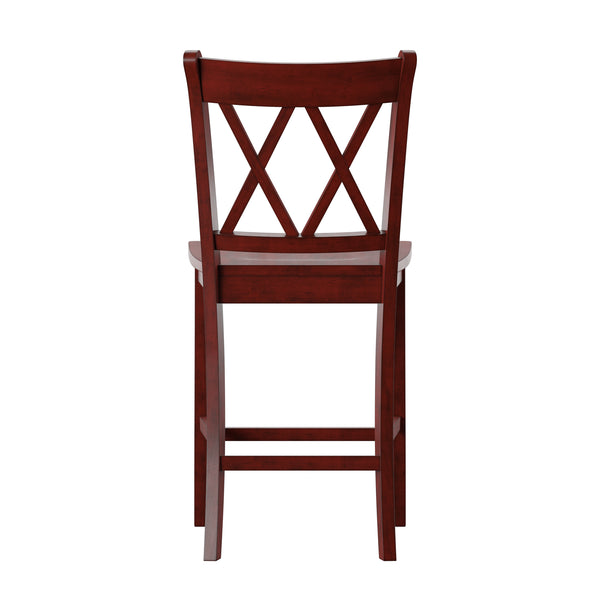 Homelegance By Top-Line Juliette Double X-Back Counter Height Chairs (Set of 2) Red Rubberwood