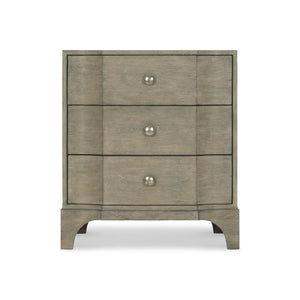Bernhardt Bernhardt Albion Nightstand With Pewter Finish, Solid White Oak, 3 Soft-Closing Drawers & Usb Charging 311220