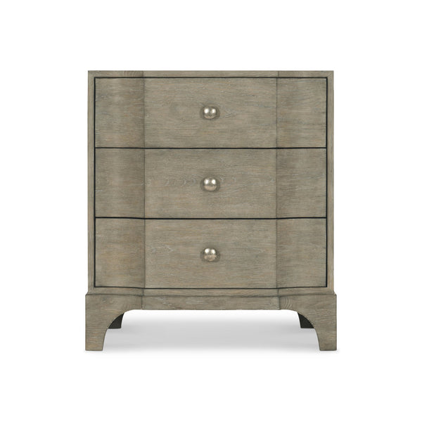Bernhardt Bernhardt Albion Nightstand With Pewter Finish, Solid White Oak, 3 Soft-Closing Drawers & Usb Charging 311220
