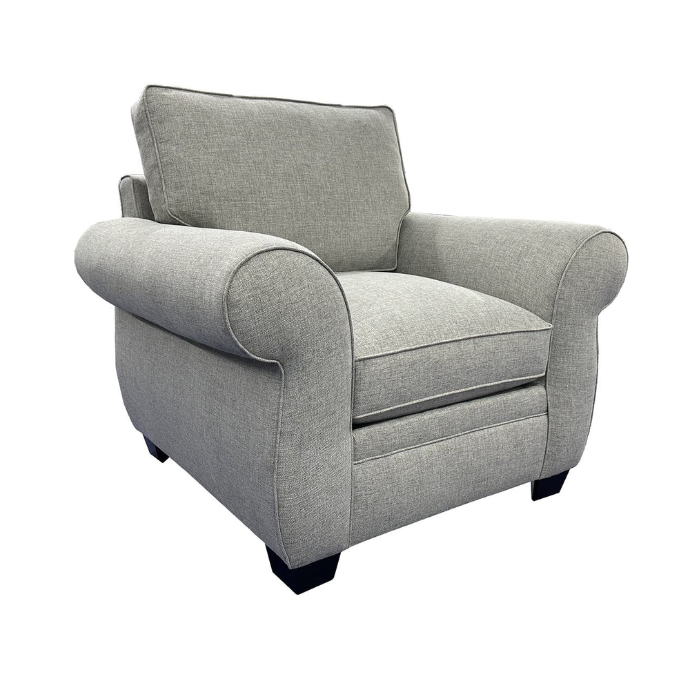 Porter Designs Porter Oasis Overstuffed Transitional Chair – Luxurious Gray Linen With Floral Accent Pillows Gray Fabric 01-207-03-6329