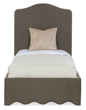 Hooker Furniture Commerce and Market Liv Linen Twin Bed Scalloped Base Tailored Upholstered Frame 7228-90833-005-489