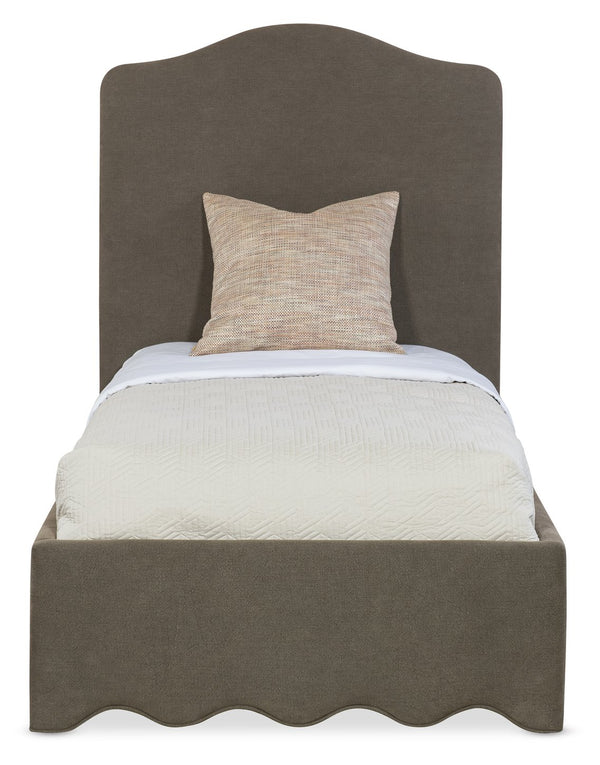 Hooker Furniture Commerce and Market Liv Linen Twin Bed Scalloped Base Tailored Upholstered Frame 7228-90833-005-489