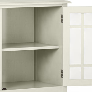 English Elm Connaught Low Storage Cabinet - Timeless Antique White Charm With Glass Doors & Adjustable Shelves B136P158530