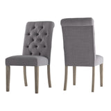 Homelegance By Top-Line Dafne Tufted Rolled Back Parsons Chairs (Set of 2) Grey Rubberwood