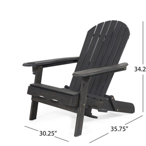 English Elm Christopher Knight Home® - BELLWOOD Adirondack Chair with Folding Design, Rustic Outdoor Wood Seat, Built-In Cup Holder Comfort DARK GREY 37.75 L x 26.75 W x 8.5 H 68940.00DGRY