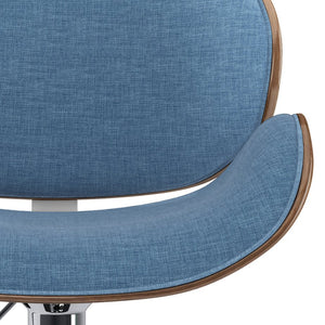 English Elm Marana - Stylish Adjustable Swivel Bar Stool In Blue Linen For Modern Homes & Entertaining Spaces B136P158924