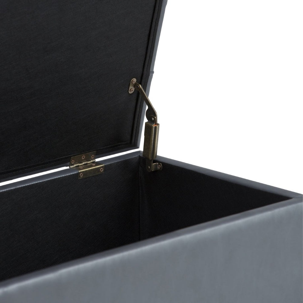 English Elm Sienna Storage Ottoman Bench In Stone Grey - Stylish Seating, Hidden Storage & Easy Care Design B136P159115-GIGA