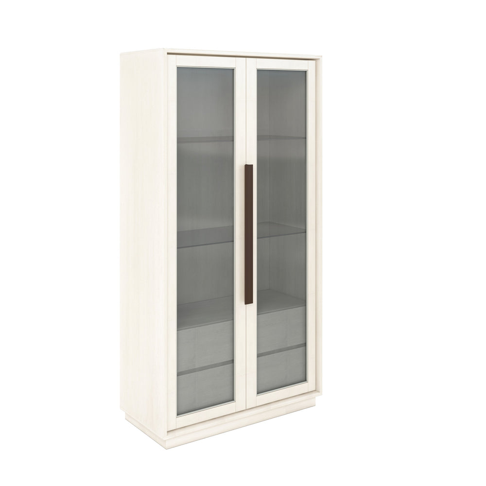 A.R.T. Furniture Blanc Display Cabinet - Contemporary Alabaster & Burnished Bronze With Touch Lighting & Storage Drawers White Parawood Solids,Metal,Glass 289240-1040