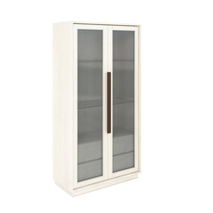 A.R.T. Furniture Blanc Display Cabinet - Contemporary Alabaster & Burnished Bronze With Touch Lighting & Storage Drawers White Parawood Solids,Metal,Glass 289240-1040