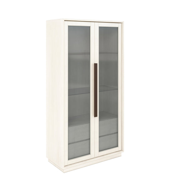 A.R.T. Furniture Blanc Display Cabinet - Contemporary Alabaster & Burnished Bronze With Touch Lighting & Storage Drawers White Parawood Solids,Metal,Glass 289240-1040