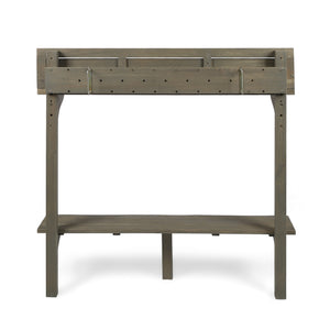 English Elm Outdoor Acacia Wood Railing Mount Bar Table Gray Finish for Compact Balcony Spaces 62603.00GRY