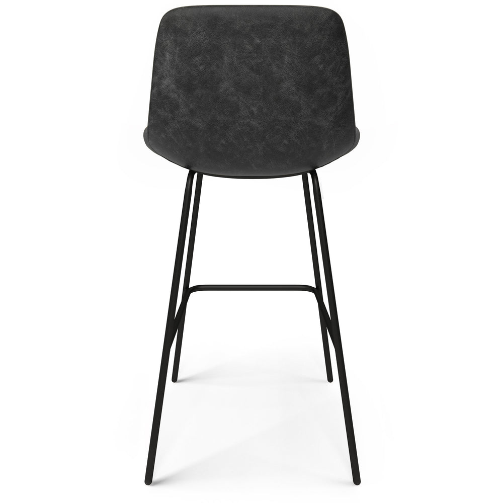 English Elm Jolie Bar Stool Set Of 2 - Modern Industrial Design In Distressed Charcoal Grey Vegan Leather B136P158758