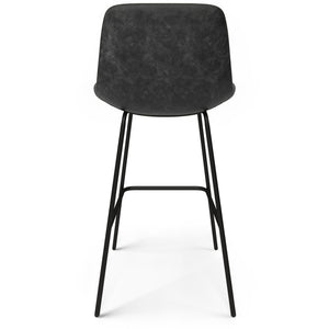 English Elm Jolie Bar Stool Set Of 2 - Modern Industrial Design In Distressed Charcoal Grey Vegan Leather B136P158758