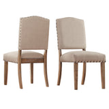 Homelegance By Top-Line Nicklaus Nailhead Linen Upholstered Dining Chairs (Set of 2) Light Natural Rubberwood