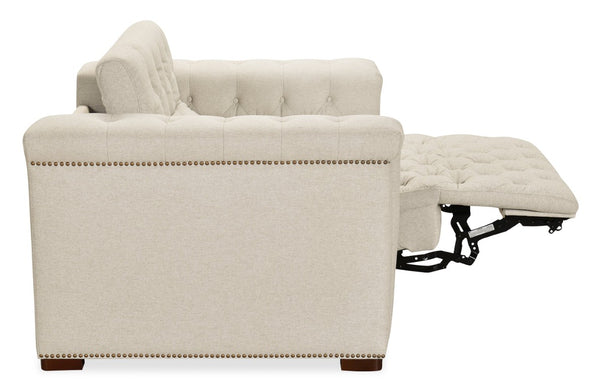 Hooker Furniture Savion Deux Power Recliner With Chesterfield Tufting, Aries Beach Fabric, Nail Trim & Powered Headrest SS435-PH1-414