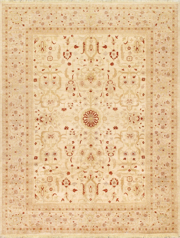 Pasargad Hand-knotted 100% Lamb's Wool Area Rug From Nomad Art Collection - 9' 3" X 12' 2" Elegance   P-20 Ivory 9x12