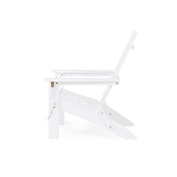 English Elm Zuma Solid Acacia Foldable Adirondack Chair Rustic Outdoor Lounger for Deck or Patio White 68319.00WHI