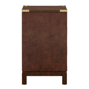 Homelegance By Top-Line Jameson 3-Drawer Gold Accent Nightstand Brown Wood