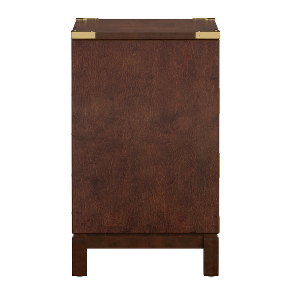 Homelegance By Top-Line Jameson 3-Drawer Gold Accent Nightstand Brown Wood
