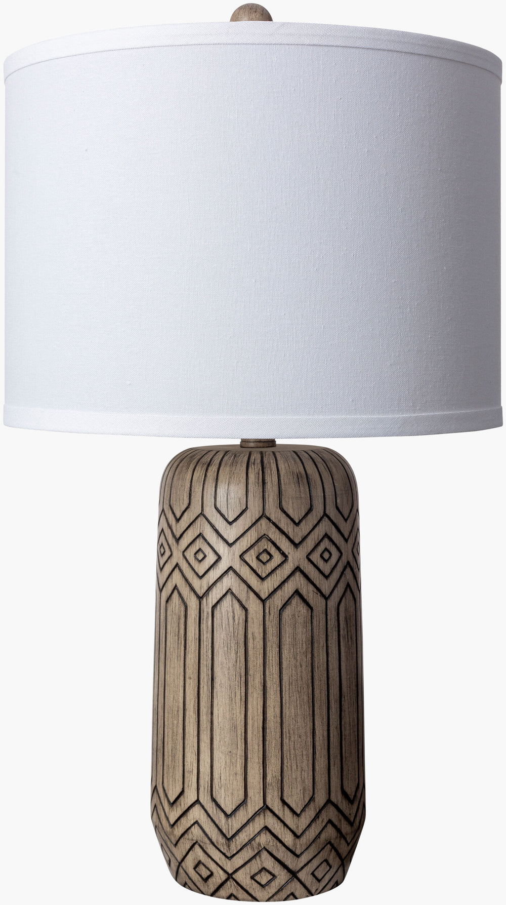 Surya Zigmund 25" Classic Resin Accent Table Lamp With White Linen Shade - Timeless Home Decor Style Body, Brown,Shade, White,Finial, Metallic ,Nickel,Harp, Metallic ,Nickel,Cord, Translucent Resin,Linen,Polyester,Iron Zig-001
