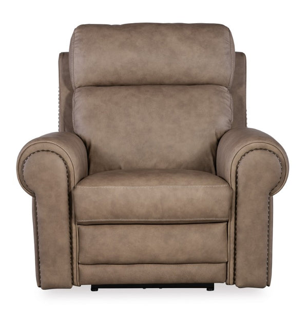 Hooker Furniture Duncan Power Recliner With Zero-Gravity Recline, Power Headrest & Lumbar, Usb Port, Nailhead Trim Light Brown SS635-PHZL1-082