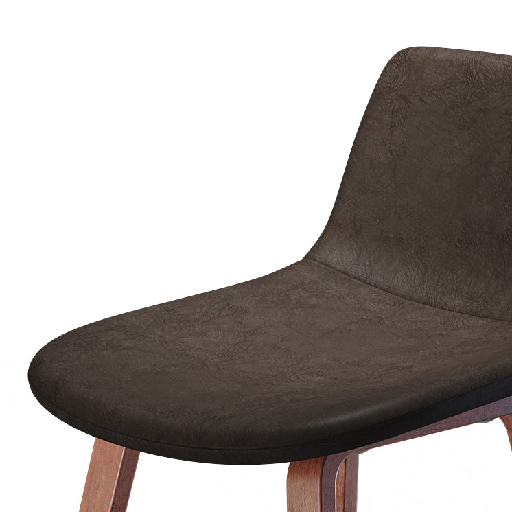 English Elm Addy 26" Counter Stool Set of 2 - Distressed Dark Brown Vegan Leather, Padded Mid-Century Comfort B136P158302