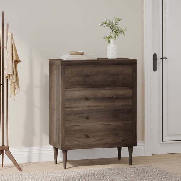 English Elm Christopher Knight Home® - NORDIC Walnut 4-Drawer Chest with Faux Wood MDF & Rubberwood Legs — Durable, Stylish Storage, 31" W 71145.00WALN