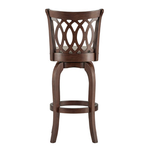 Homelegance By Top-Line Harvey Cherry Finish Scroll Back Swivel 29" Bar Height Stool Grey Rubberwood