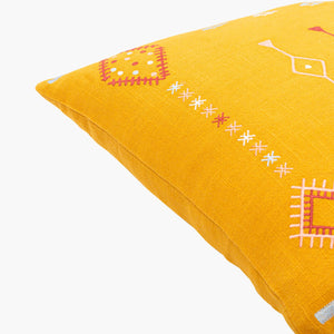 Surya Zina 18"X18" Bohemian Accent Pillow - Intricate Cotton Design For Global Style & Comfort In Home Mustard Cotton,Cotton Zin001-1818p